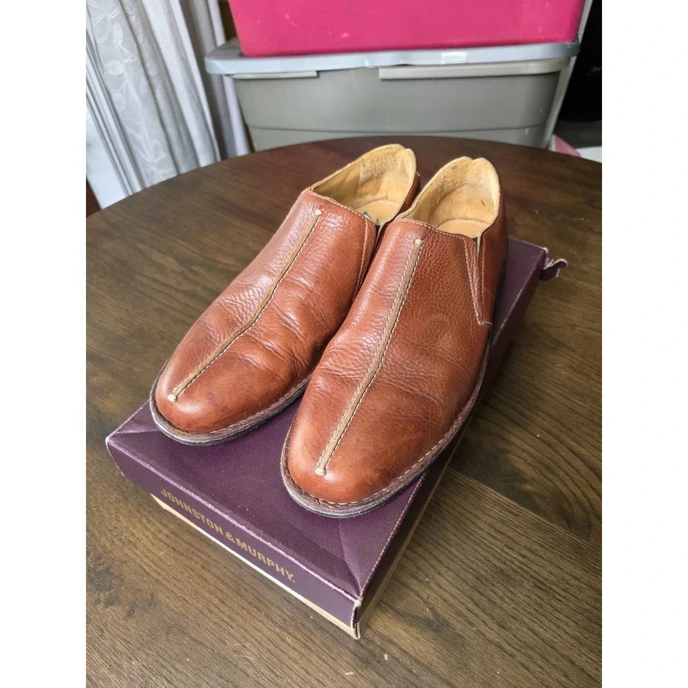 Mens Tommy Bahama Leather Slip On Shoes Sz 13 Split Toe Brown Loafers TB-315 75